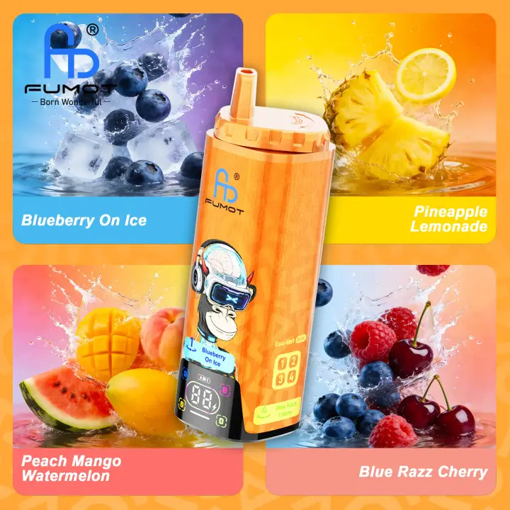 FUMOT ECO 4IN1 80000 PUFFS — Blueberry On Ice & Pineapple Lemonade & Peach Mango Watermelon & Blue Razz Cherry