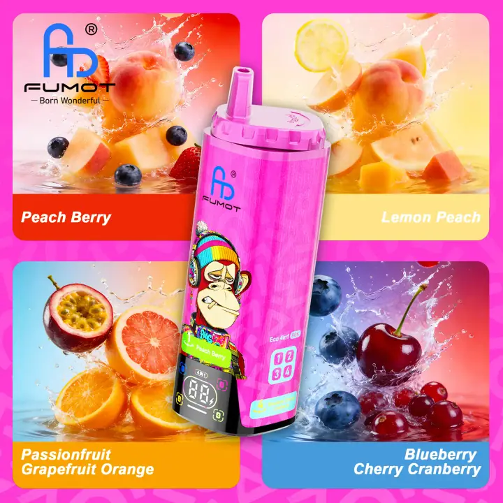 FUMOT ECO 4IN1 80000 PUFFS — Peach Berry & Lemon Peach & Passionfruit Grapefruit Orange& Blueberry Cherry Cranberry
