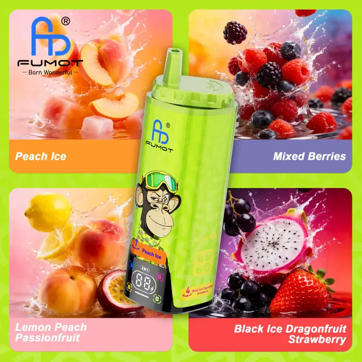 FUMOT ECO 4IN1 80000 PUFFS — Peach Ice & Mixed Berries & Lemon Peach Passionfruit & Black Ice Dragonfruit Strawberry,